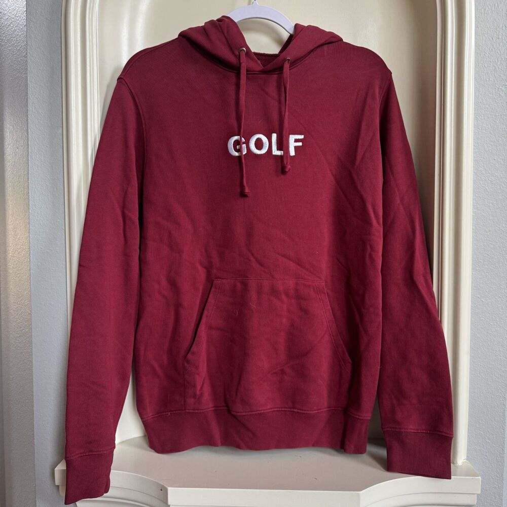 Golf Logo Red Embroidered Hoodie Size Small